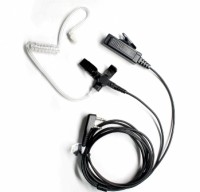 Clear acoustic tube with Two-wire Ear-mic.2.5mm/3.5mm right angle overmolded connector fit Mot - Zoom